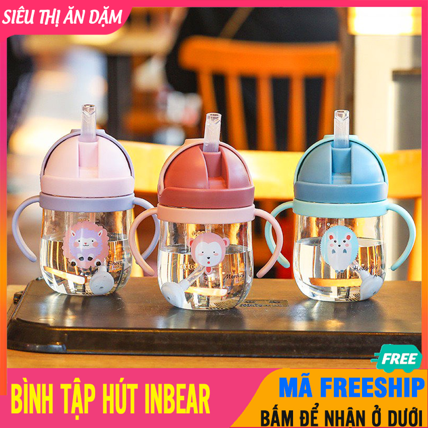 Bình uống nước inbear cho bé có van chống sặc, vạch chia ml, bình tập uống nước uống sữa cho bé, bình tập hút chống sặc, bình uống nước inbear - binh tap uong nuoc