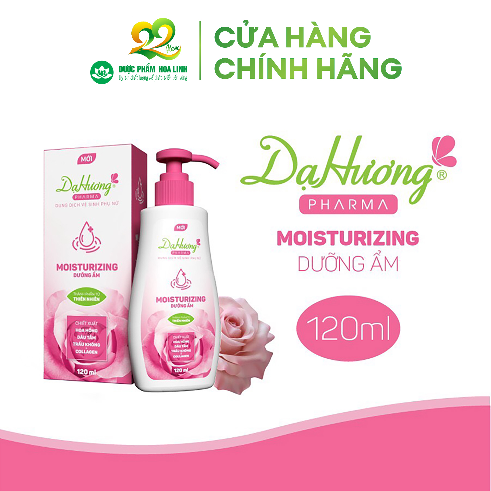Dung dịch vệ sinh phụ nữ Dạ Hương Pharma Moisturizing 120ml