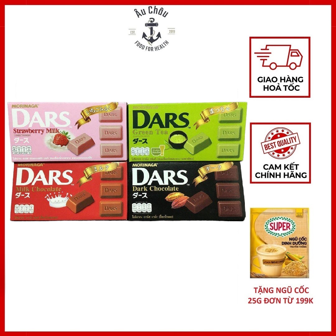Socola thanh Morinaga Dars Nhật Bản vị đủ vị 12 viên 42gr ít ngọt - ÂU CHÂU SHOP