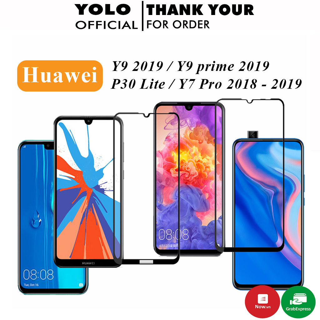 Kính Cường Lực Huawei Y9 2019 Y7 Pro 2019 Y7 Pro 2018 Y9 Prime 2019 P30 Lite Full màn 9D Trong Suốt 21H Cảm Ứng Mượt Mà