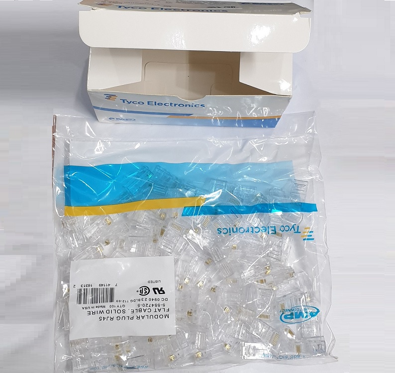 Đầu Bấm Hạt Mạng Rj45 Cat6 Hộp 100 Hạt Màu Trắng Loại Tốt