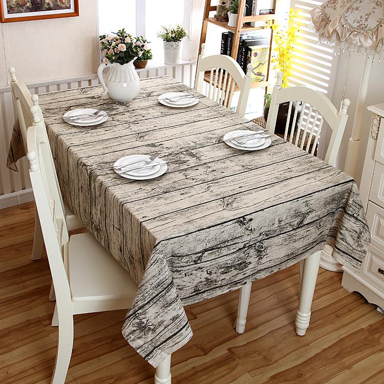 Khăn trải bàn vải bố canvas 5 KÍCH THƯỚC họa tiết vân gỗ xám đậm table cloth vintage KB017 TRANGTRIDECOR