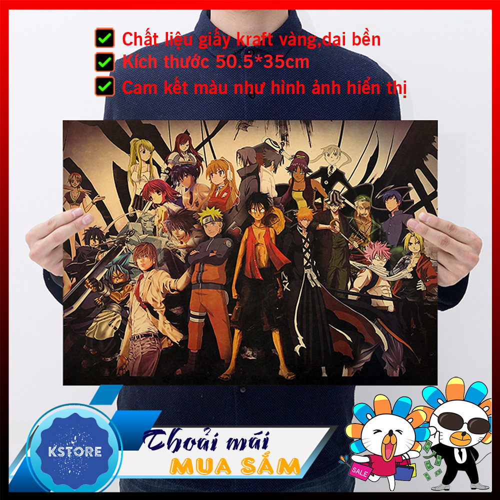 [ C072 ] Tranh poster treo tường tấm áp phích hỗn hợp các loại chuyện tranh Naruto, one Piece -KSTORE