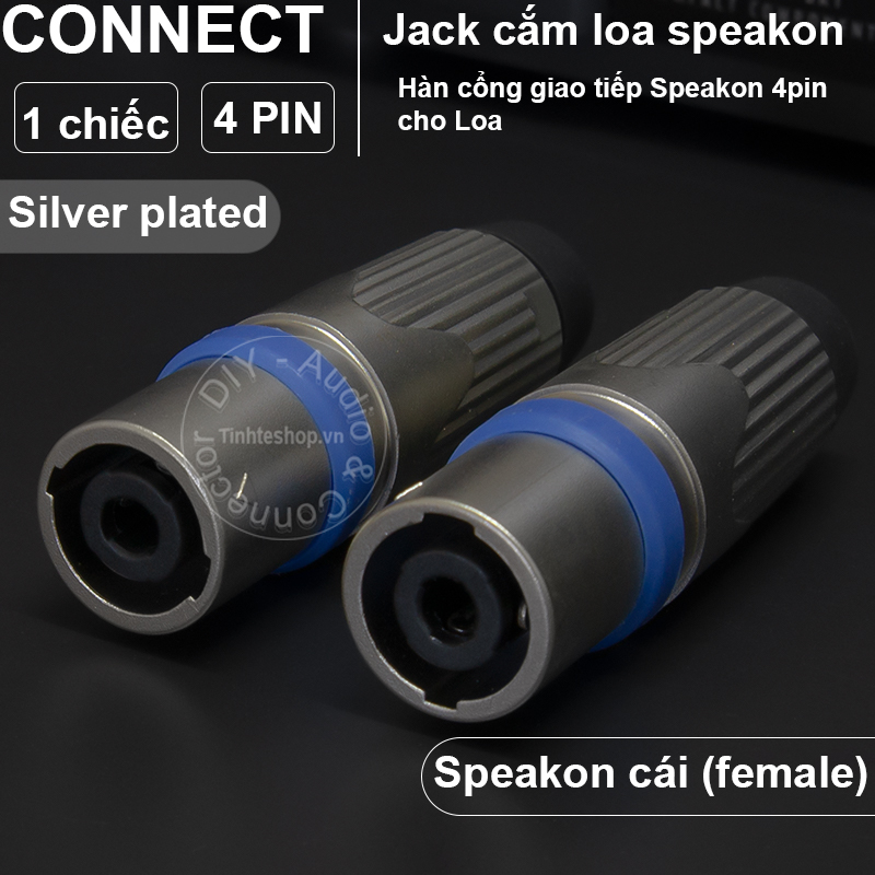 Jack loa cổng cái nhân đồng mạ bạc 1 chiếc - Rắc speakon 4pin cho loa công suất cao
