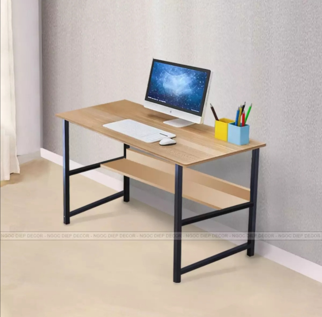 Bàn làm việc, bàn văn phòng kèm gác lửng. Kích thước D80 x R40 x C75cm. Gỗ MDF cao cấp. Chân sắt tĩnh điện (CL-34)