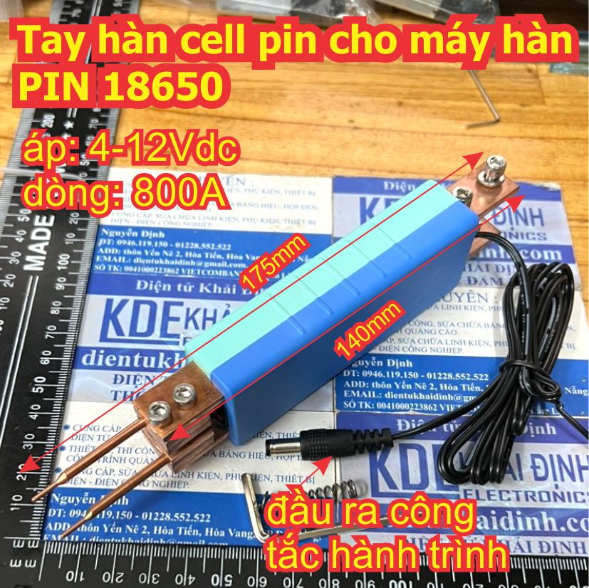 Tay hàn cell pin bằng đồng đỏ cho máy hàn pin 18650 kde9616