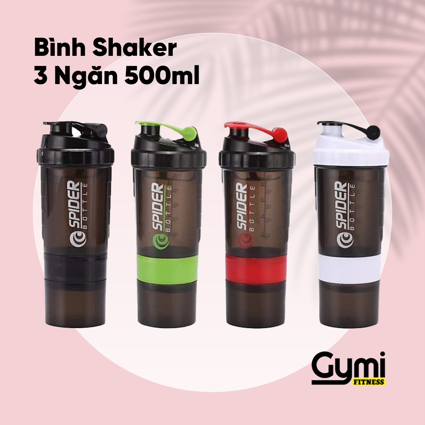 Bình lắc Shaker Gym 3 ngăn tiện dụng 500 ml