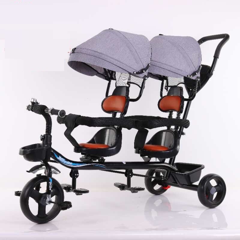 Xe đẩy đôi 380 màu ghi cho bé