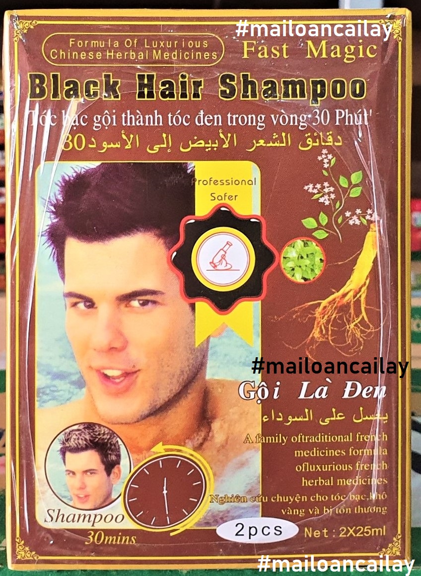 Dầu gội nhuộm đen tóc Black hair shampoo gội là đen (1 hộp 2 gói)