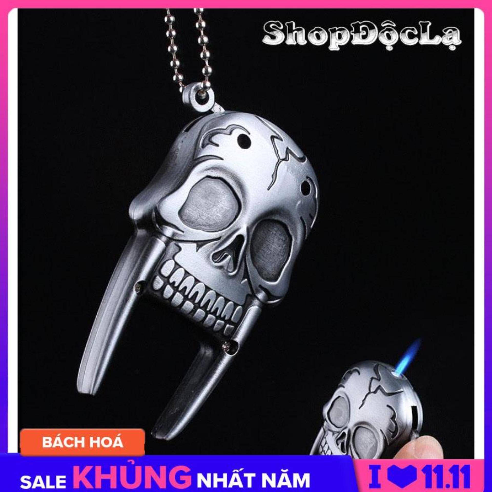 Hộp Quẹt Bật lửa khò đầu lâu tia lửa ngọn có móc khóa bat lua kho bật lửa đầu lâu SHOPDOCLA