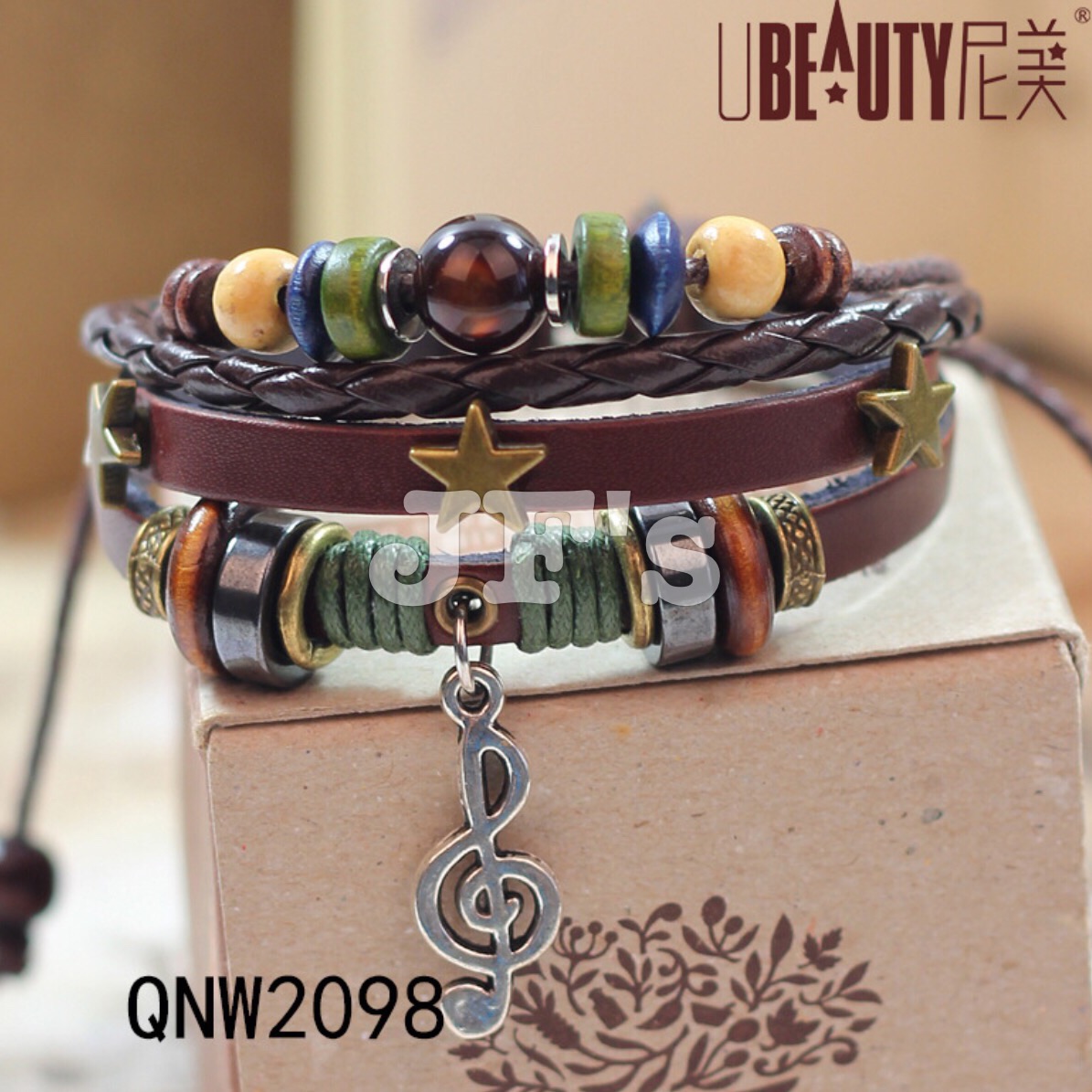 Vòng tay hình nốt nhạc bện sao, vòng đeo tay nam nữ thời trang bohemian