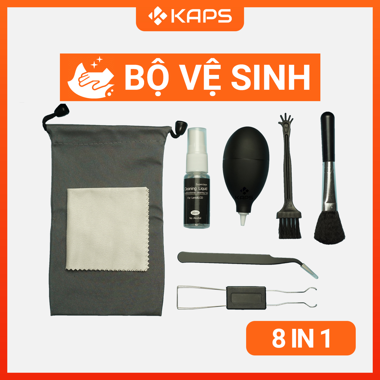 Bộ vệ sinh bàn phím cơ | 8in1 | Phụ kiện máy tính | Công dụng đa năng, vệ sinh máy tính, laptop, máy ảnh, màn hình