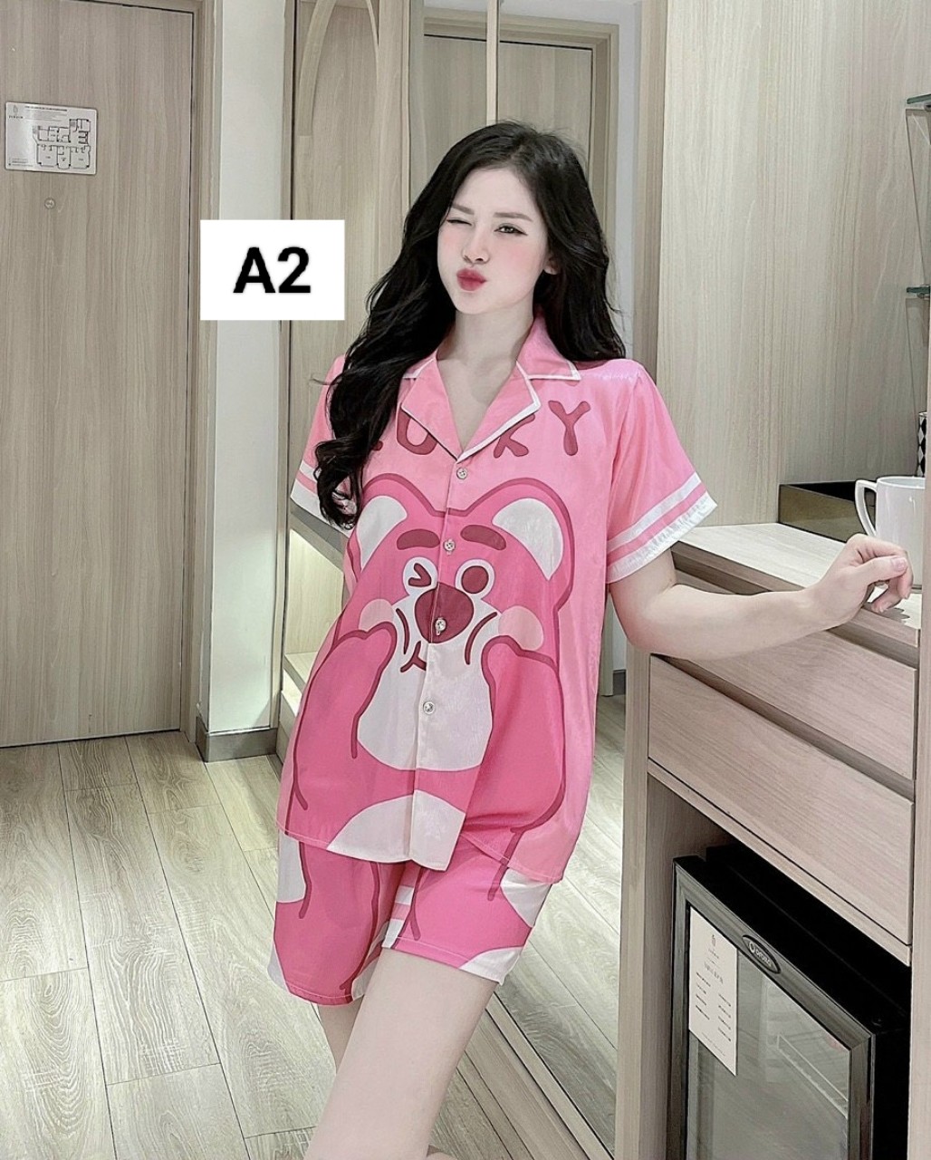 Đồ bộ nữ pijama, bộ đùi lụa xước cao cấpA2
