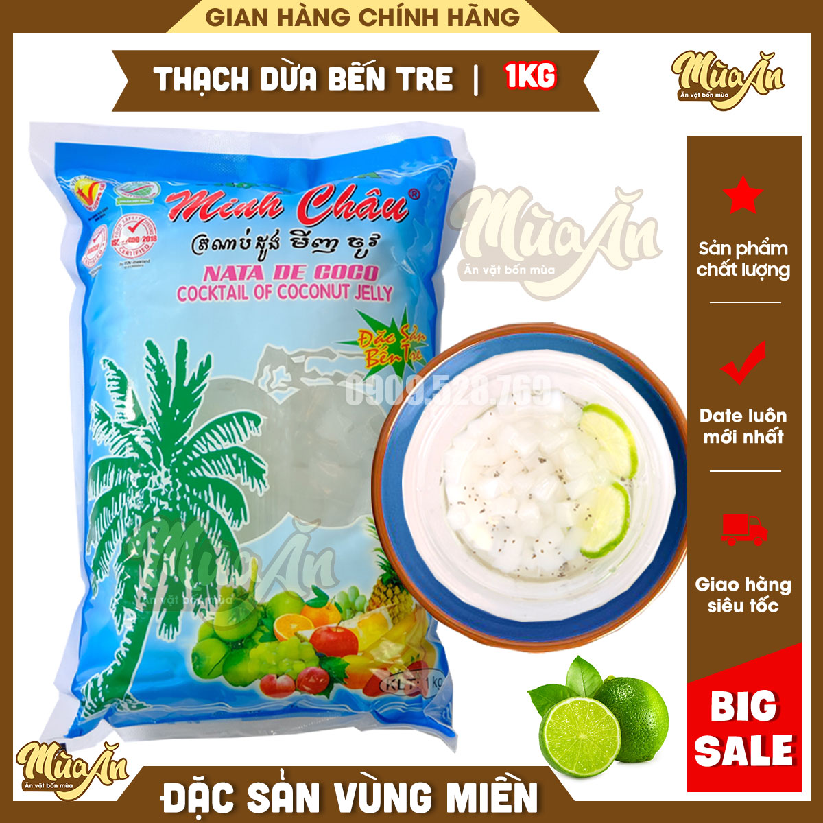 Thạch dừa Bến Tre cao cấp , thạch dừa thanh nhiệt mùa nóng túi 1kg
