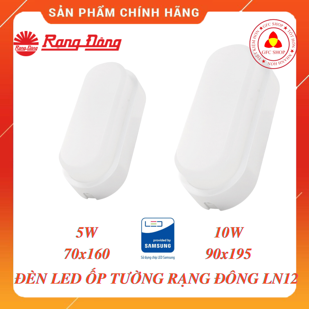 Đèn led ốp tường, gắn tường rạng đông ln12 5w, 10w, chống ẩm ip54 ánh sáng trắng
