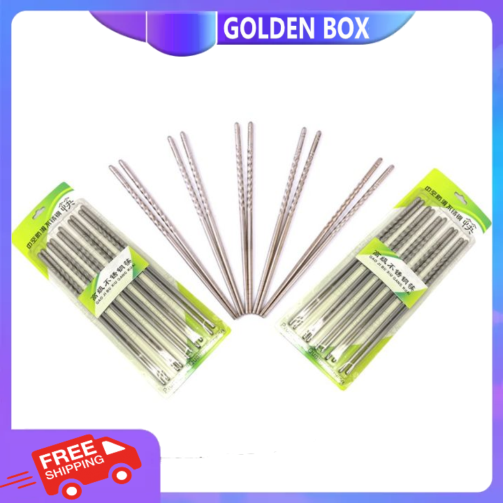 Bộ 5 đôi đũa inox 304 cao cấp cực sang trọng phong cách hàn quốc - bộ 5 đũa inox cao cấp- vỉ 5 đôi