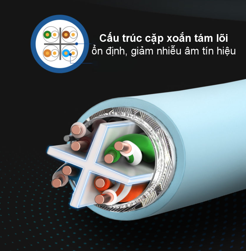 Cáp mạng S/FTP CAT6 cao cấp dài 305m màu xanh da trời UGREEN NW124 70317 Cáp mạng S/FTP CAT6 cao cấp dài 305m màu xanh da trời UGREEN NW124 70317
