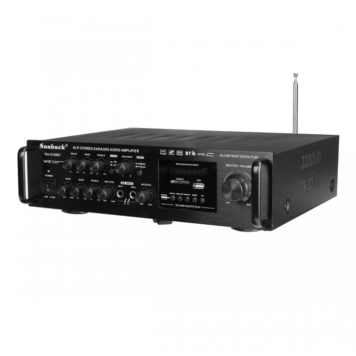 Amply karaoke bluetooth sunbuck 6188bt 220v/12v công suất lớn 400w đánh cực hay, amly đa chức năng cho xe hơi và gia đình