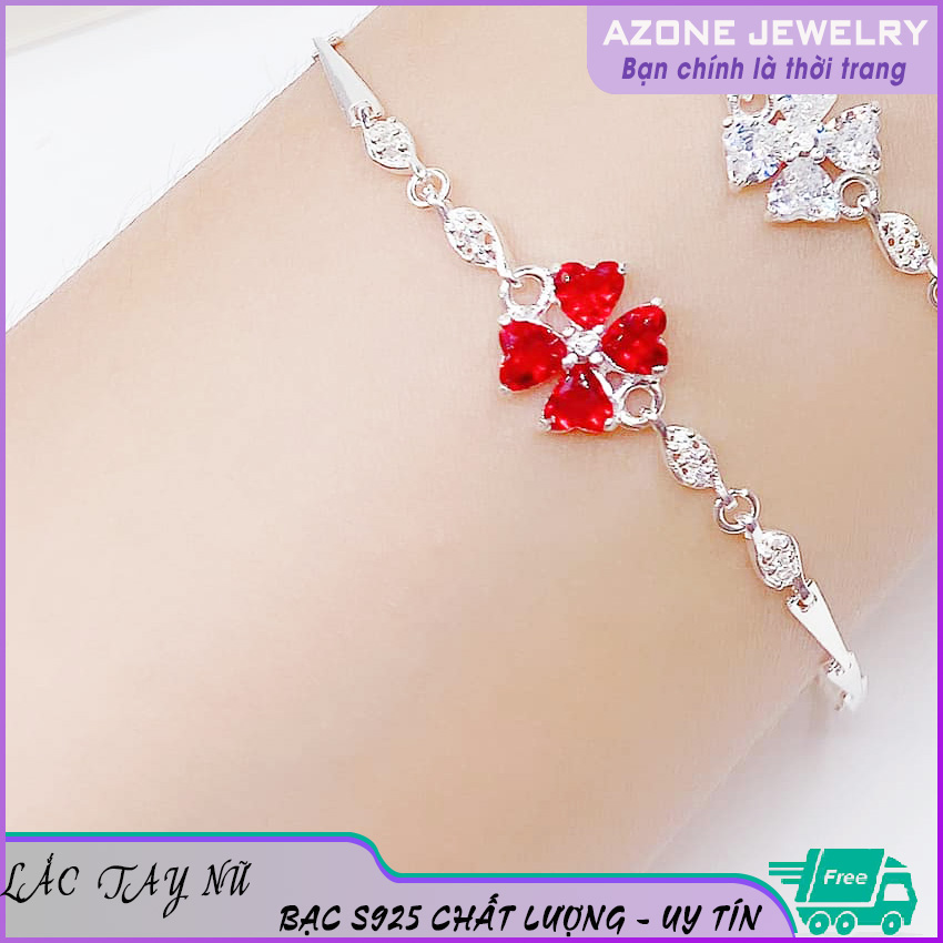 [HÀNG MỚI] Lắc tay | Vòng tay | Lắc tay nữ | Lắc tay bạc nữ [FREESHIP] Chất liệu bạc S925 Mặt cỏ 4 lá thời trang Hàng tinh chất lượng cao #AZLT005 - Azone Jewelry Lắc tay nữ | Vòng tay nữ
