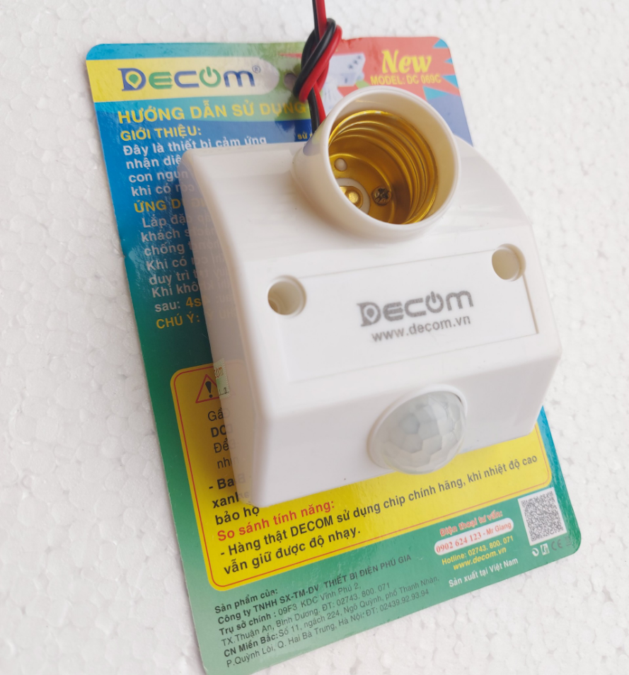 Đuôi đèn cảm biến hồng ngoại DC 069C 3 nút chỉnh, chuôi đèn cảm biến chuyển động, đuôi đèn điều khiển từ xa, đui đèn E27, đui đèn cảm ứng đèn led,chuôi đèn cảm biến tự động bật khi có người