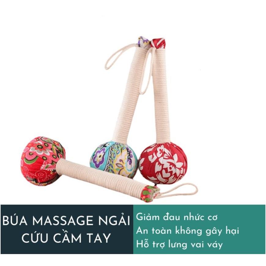 Búa ngải cứu thảo dược, gậy đấm bóp thảo dược mát xa cổ lưng khơi thông kinh mạch giảm đau mỏi cơ bắp