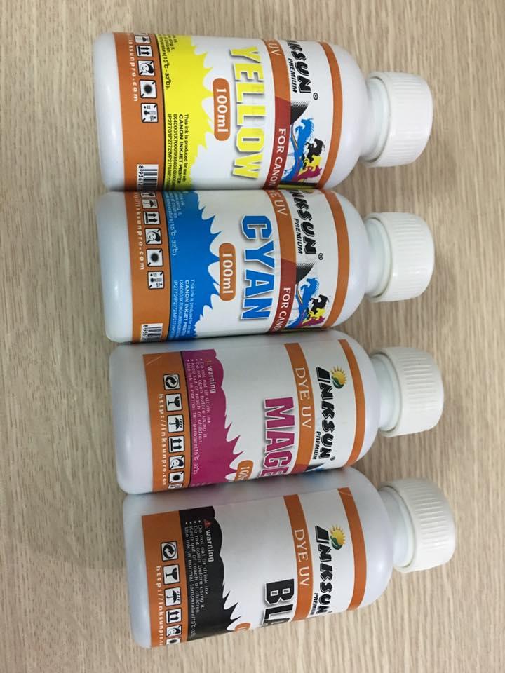 Bộ mực 4 màu dye uv 100ml dùng cho máy in phun canon