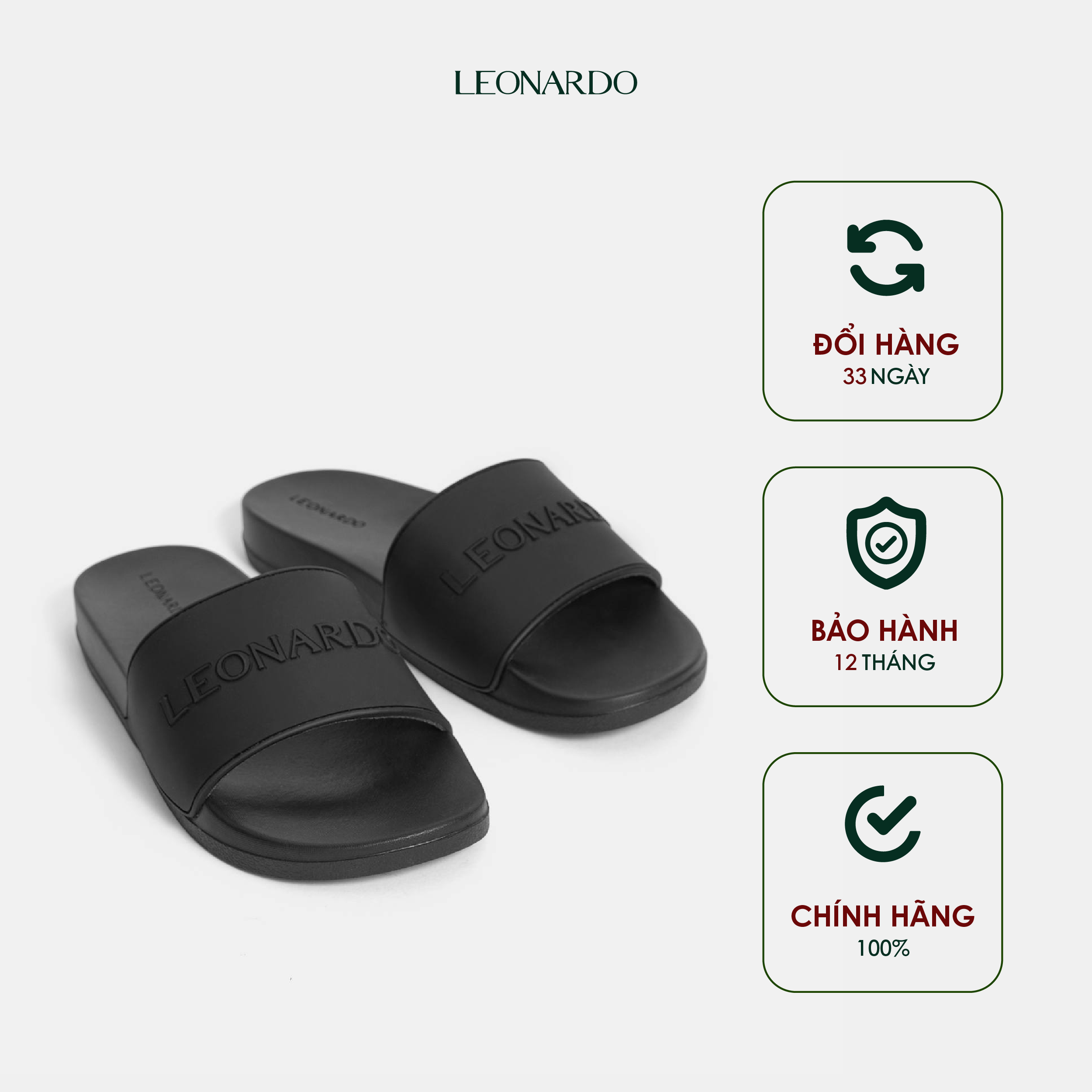 Dép nam nữ quai ngang đế cao su Leo Rubber Slides thương hiệu Leonardo