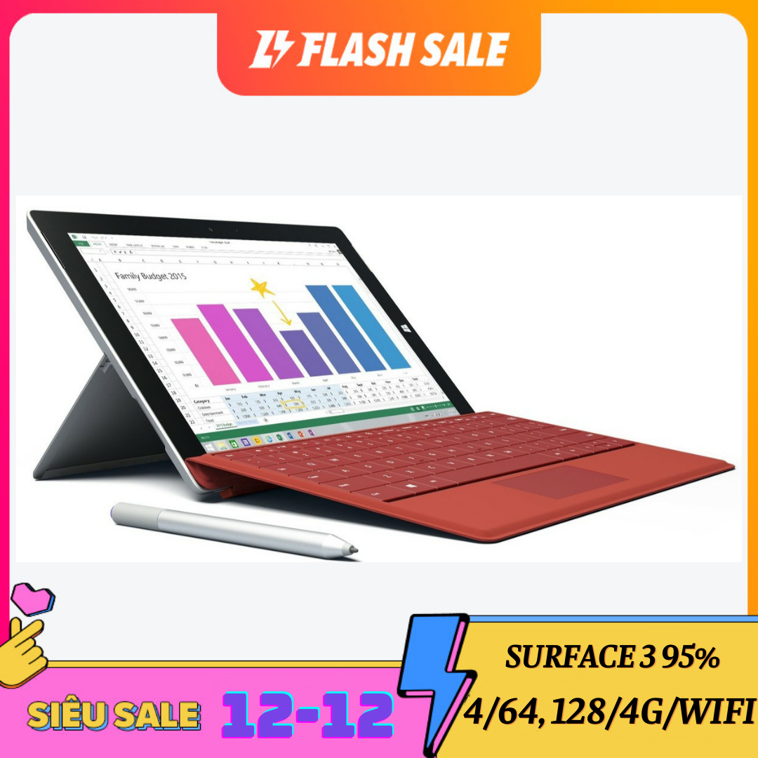 [Tặng cáp MDP to HDMI, chuột quang]Máy Tính Bảng Surface 3 (4G + Wifi) 64GB/128GB (95%)(có combo bàn phím zin)