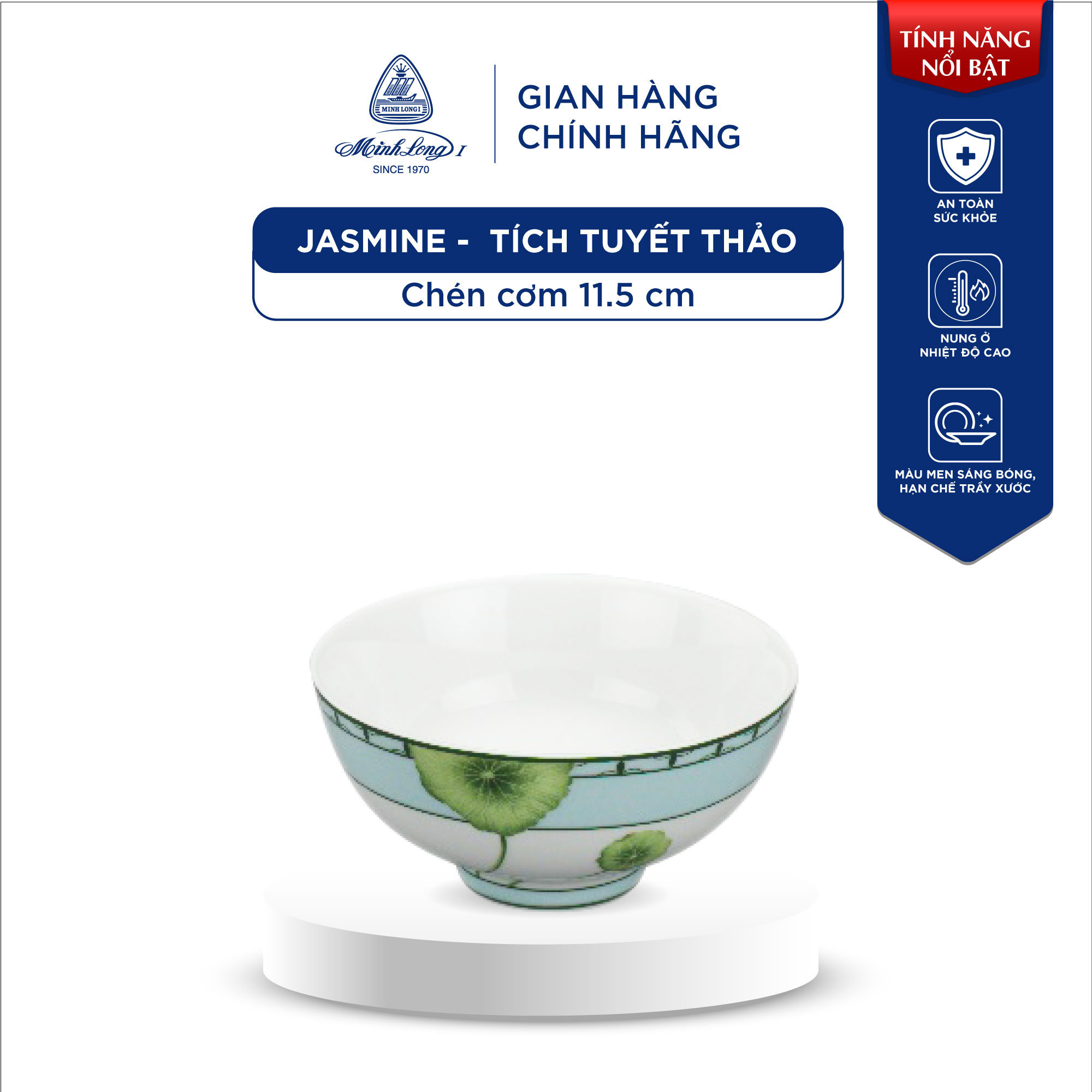 Chén ăn cơm sứ minh long - jasmine - tích tuyết thảo - 11.5 cm