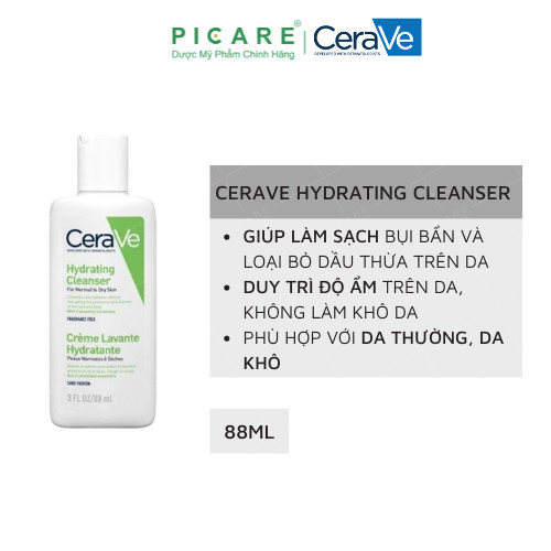 Sữa rửa mặt dành cho da thường đến da khô CeraVe Hydrating Cleanser 88ml