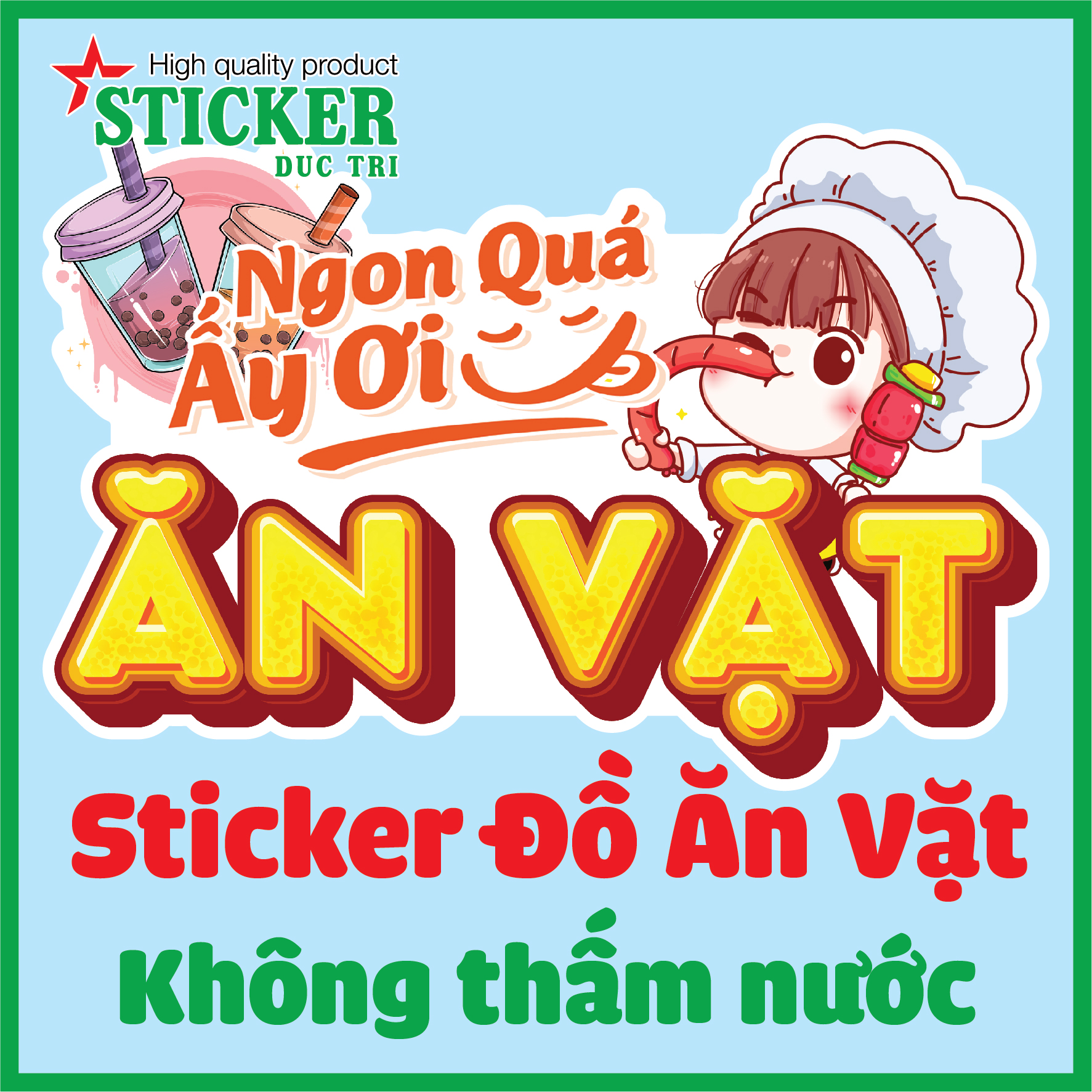 🔥🔥🔥 miếng dán ăn vặt dùng trang trí quán,tủ kính, xe bán hàng...