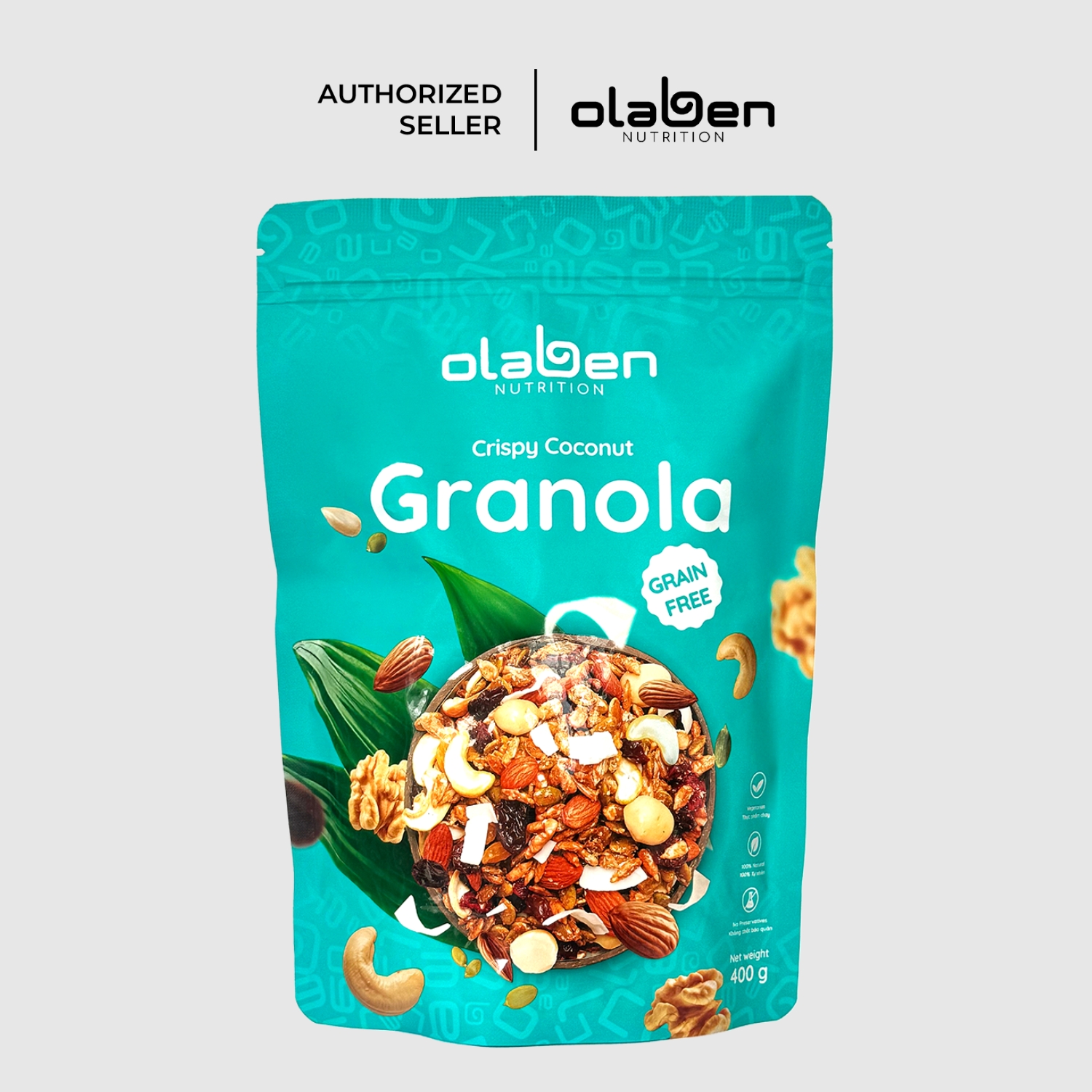 Crispy Coconut Granola (No Oat) Olaben Nutrition - Granola Dừa Giòn – Không Yến Mạch 400Gram
