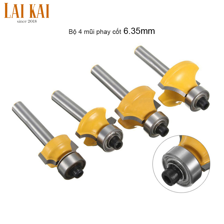 Mũi phay bo tròn cạnh - Bộ 4 mũi