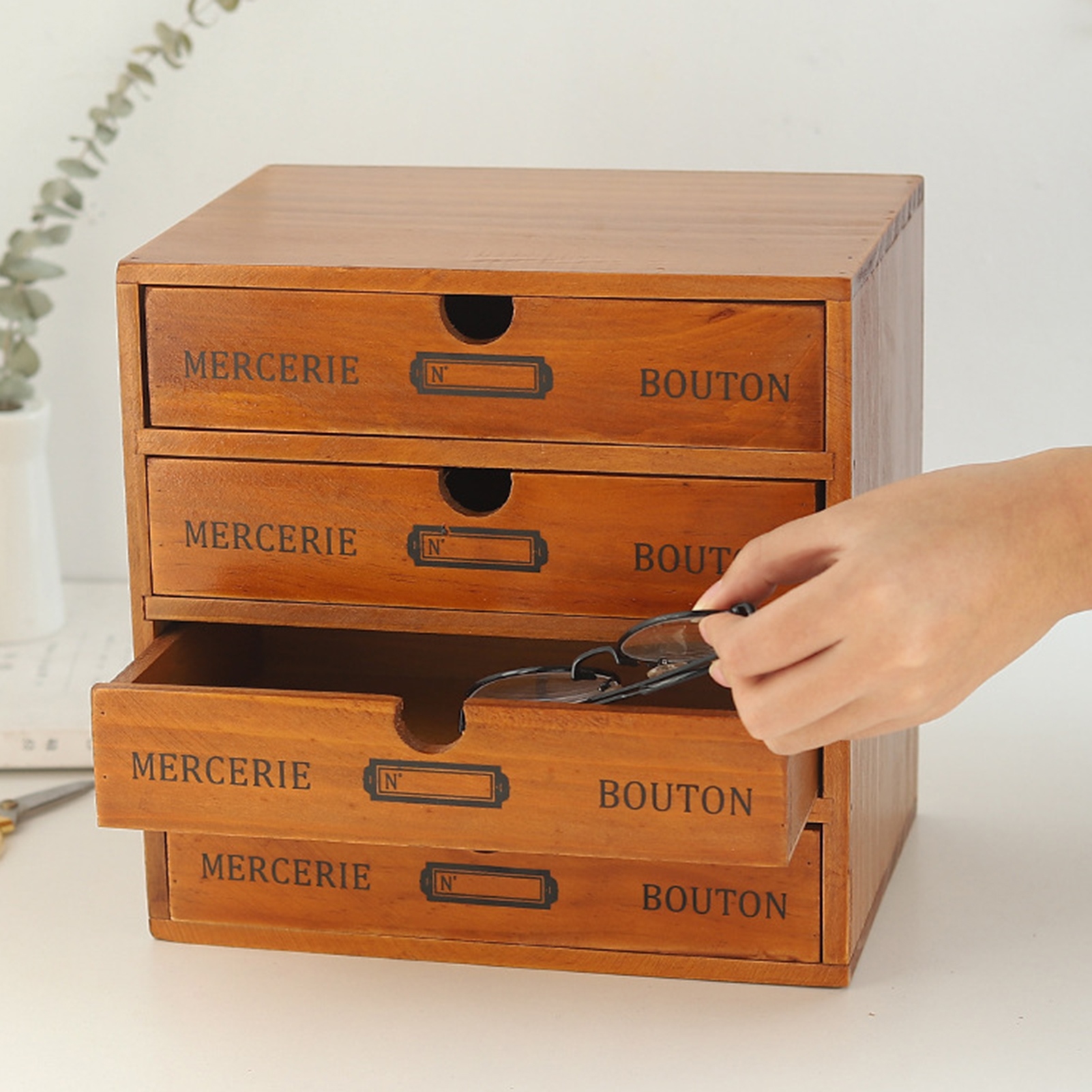 Ngăn kéo để bàn bằng gỗ nhiều lớp hoài cổ hộp đựng đồ tủ xếp đồ suppliesretro lưu trữ bằng gỗ hộp tủ ngăn kéo 4 tầng để bàn văn phòng tủ đựng đồ đa năng