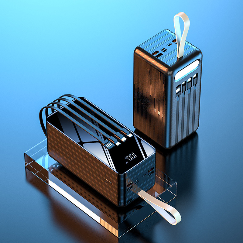 Sạc Dự Phòng 80000MAh, Sạc Dự Phòng Cho Xiaomi Huawei phone Sạc Di Động, Pin Ngoài Tích Hợp 4 Dây Cáp Powerbank pin du phòng siêu khủng