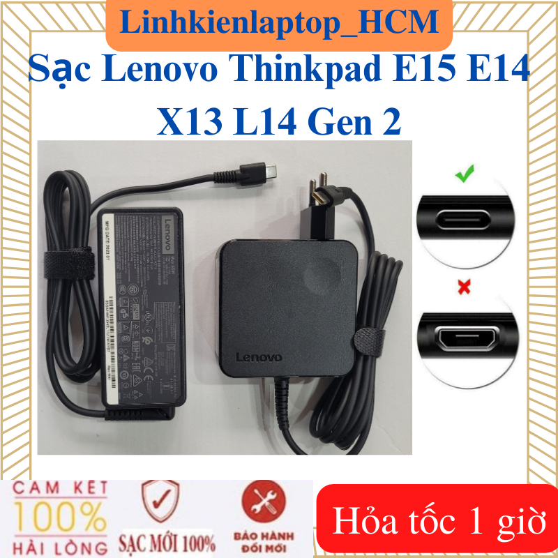 Sạc lenovo 20v - 3.25a - 65w type c - sạc laptop lenovo thinkpad e15 e14 x13 l14 gen2