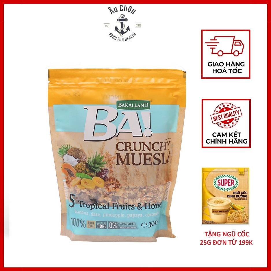 Ngũ cốc ăn sáng Bakalland Muesli trái cây dinh dưỡng 300gr date xa- ÂU CHÂU SHOP