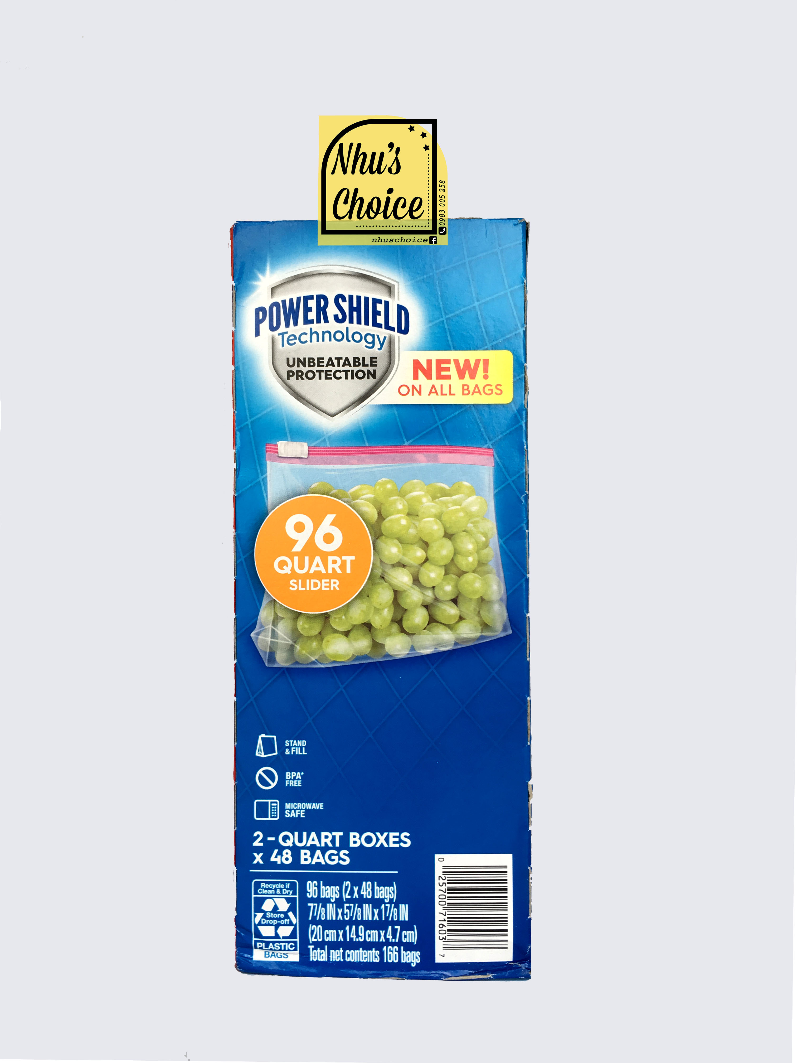 [Hàng Mỹ Nhu's Choice] Lẻ 20 Túi dự trữ khóa kéo Ziploc Slider| Storage| Powder Shield| Quart 20x14.9cm