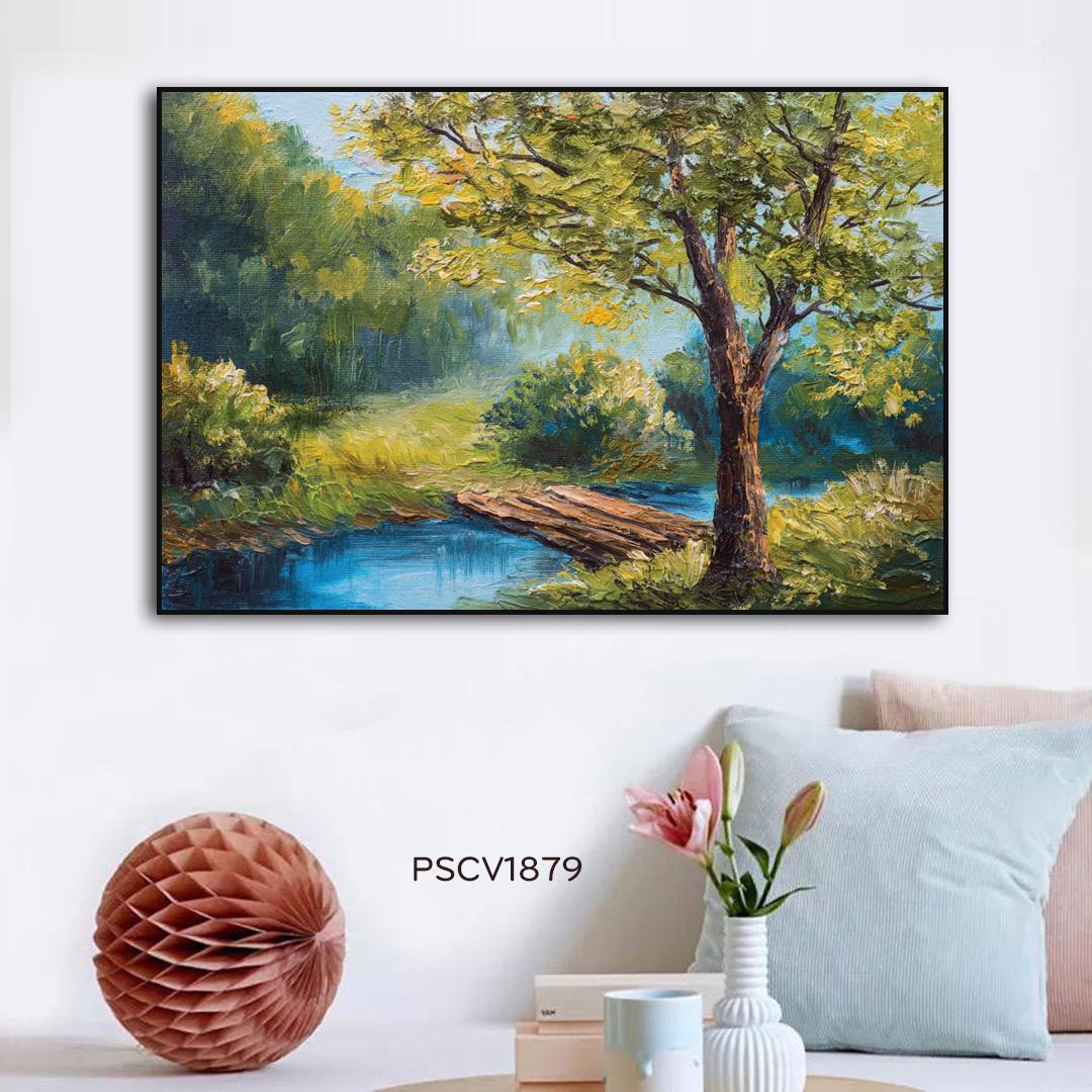 Tranh treo tường Canvas Pasimall Cây bên suối có khung