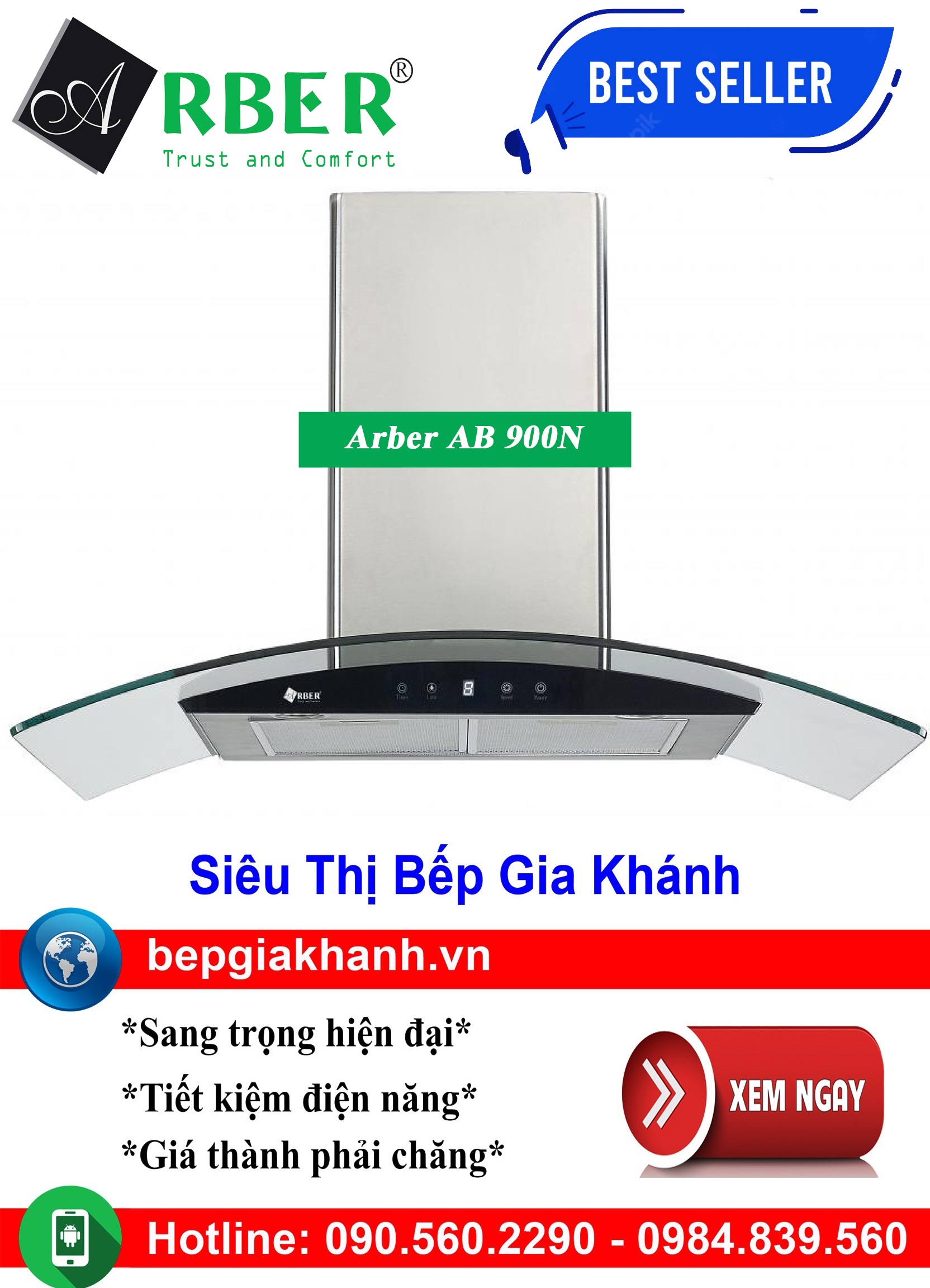 [HCM]Máy hút mùi kính cong 90cm Arber AB 900N, máy hút mùi nhà bếp, máy hút mùi bếp, máy hút mùi kính cong, máy hút mùi canzy, máy hút mùi mini, máy hút mùi âm trần, máy hút mùi electrolux, may hut mui
