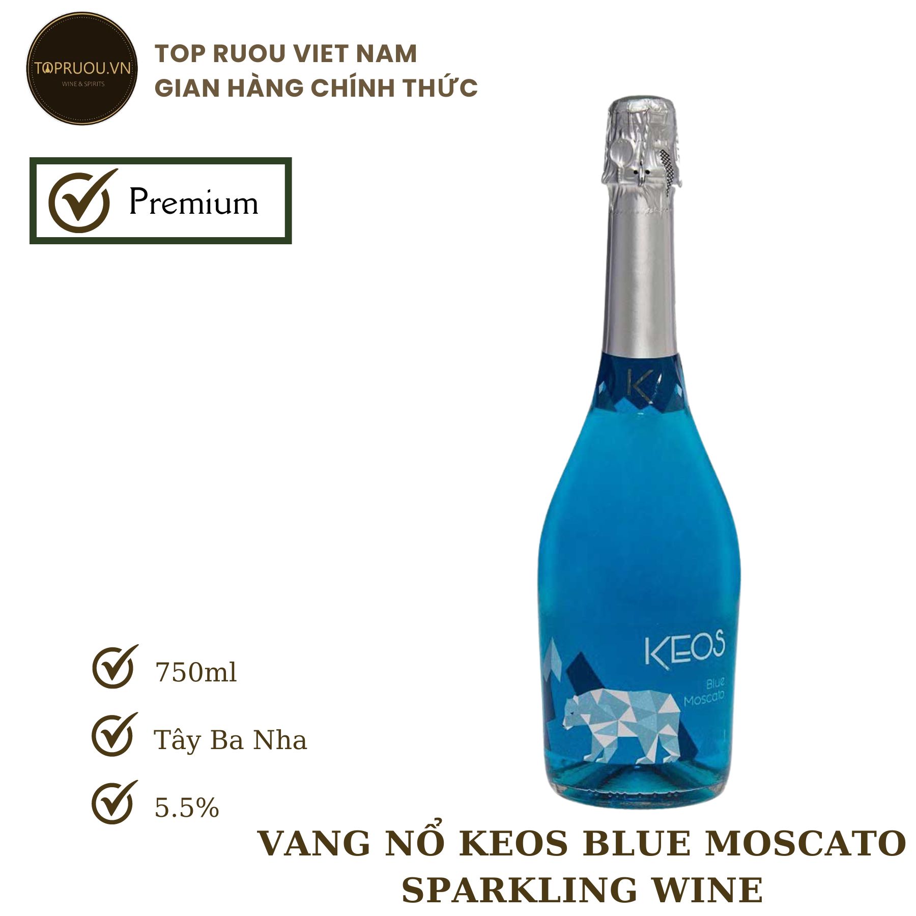 Rượu Vang Nổ Keos Blue Moscato Sparkling Wine 750ml