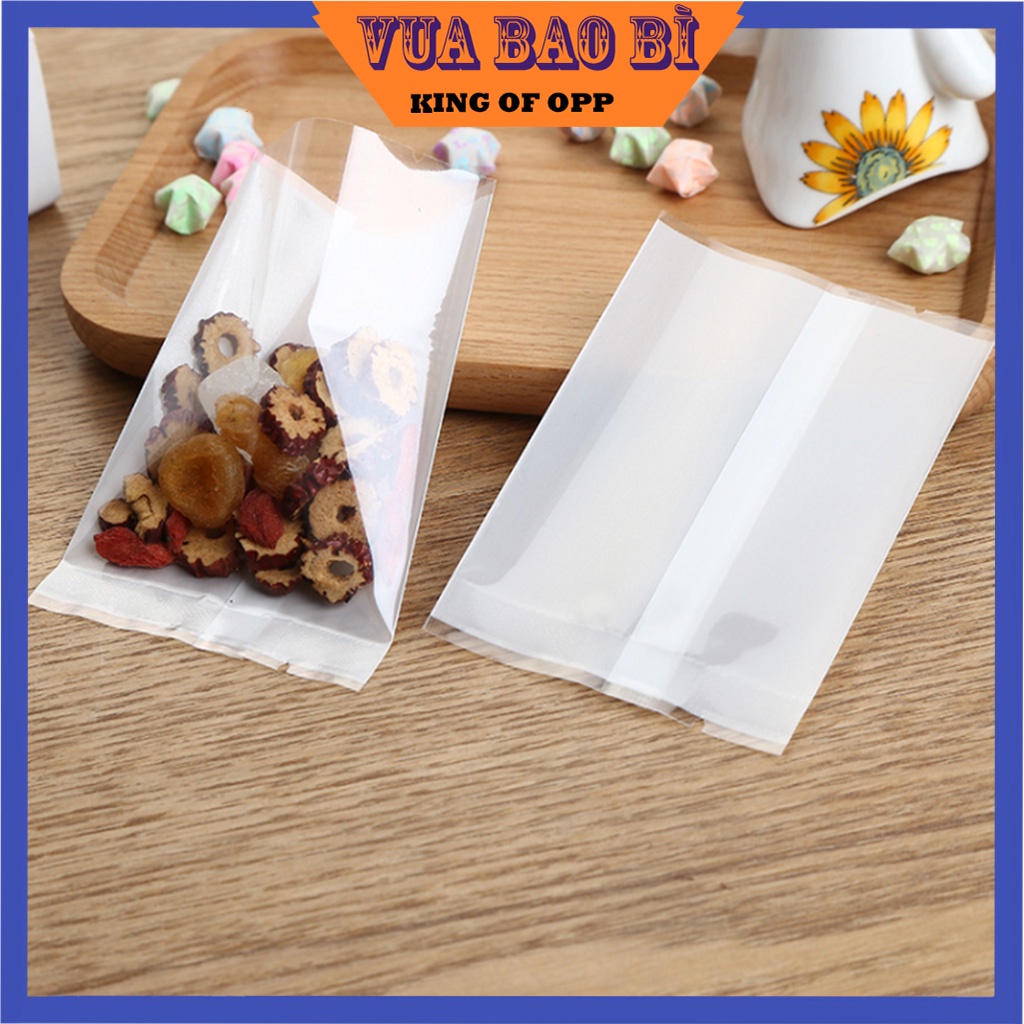 100 Bao Bì Túi Hàn Miệng Đựng Bánh Kẹo 1 Mặt Trong 1 Mặt Trắng
