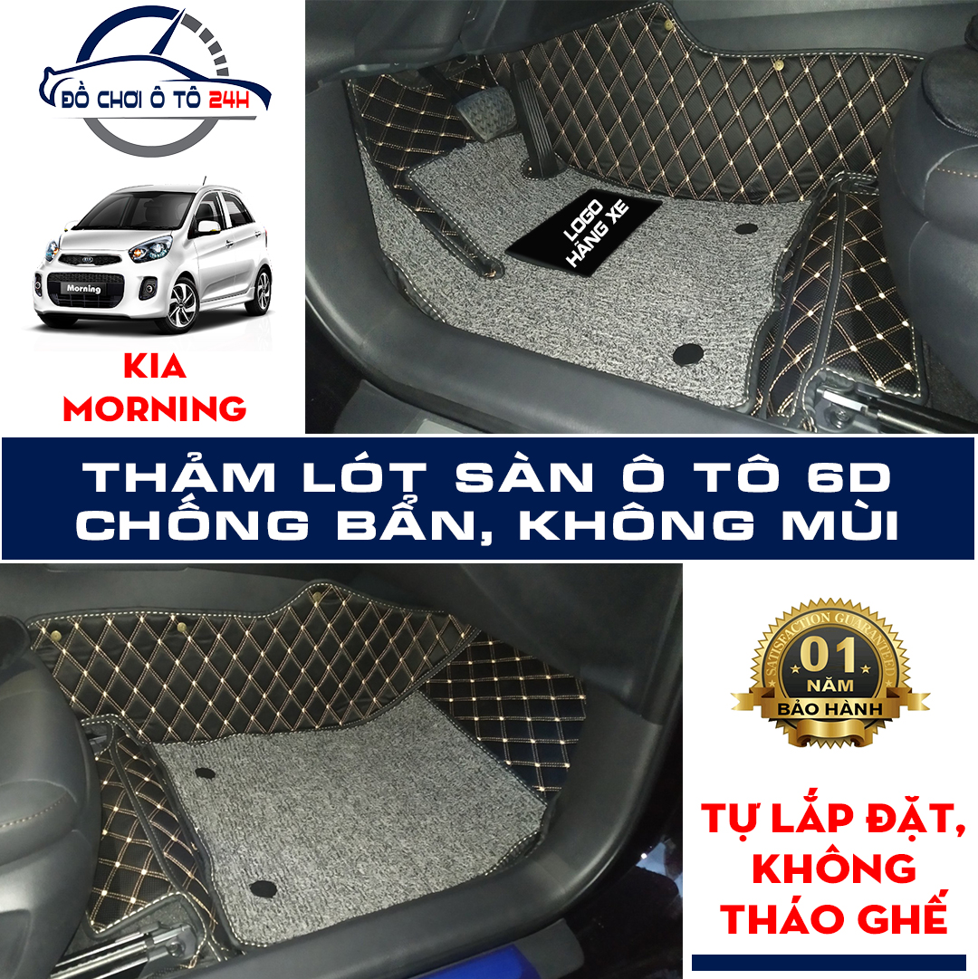 Thảm lót sàn ô tô 6D Kia Morning chống bẩn, không mùi, chống thấm nước