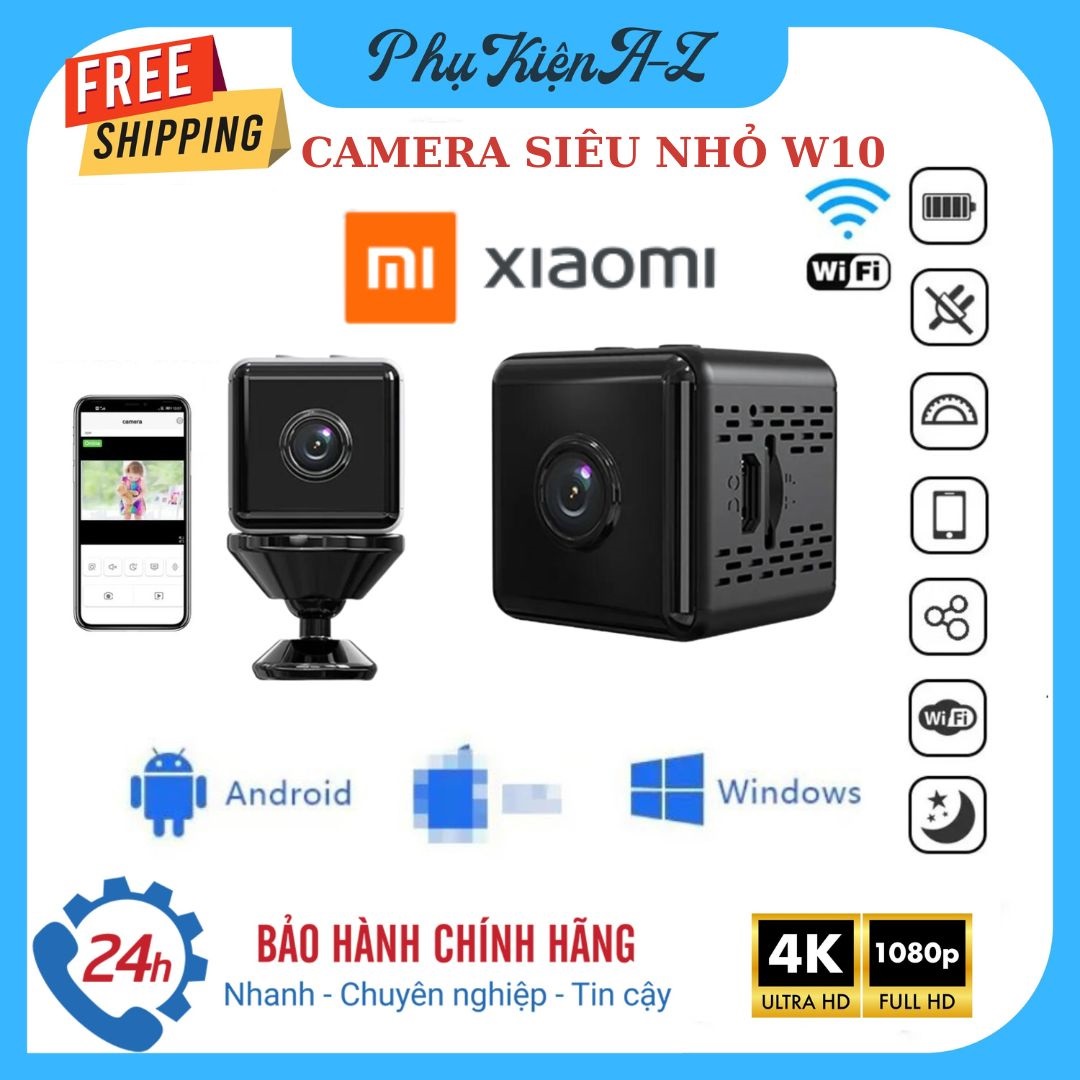  Chính Hãng Sale 50% Camera Mini Xiaomi Camera Siêu Nhỏ Kết Nối Điện Thoại Camera Mini  Siêu Nhỏ Wifi W10 FULL HD 1080P Camera Giám Sát An Ninh Wifi Tầm Nhìn Ban Đêm  Siêu Nét. 