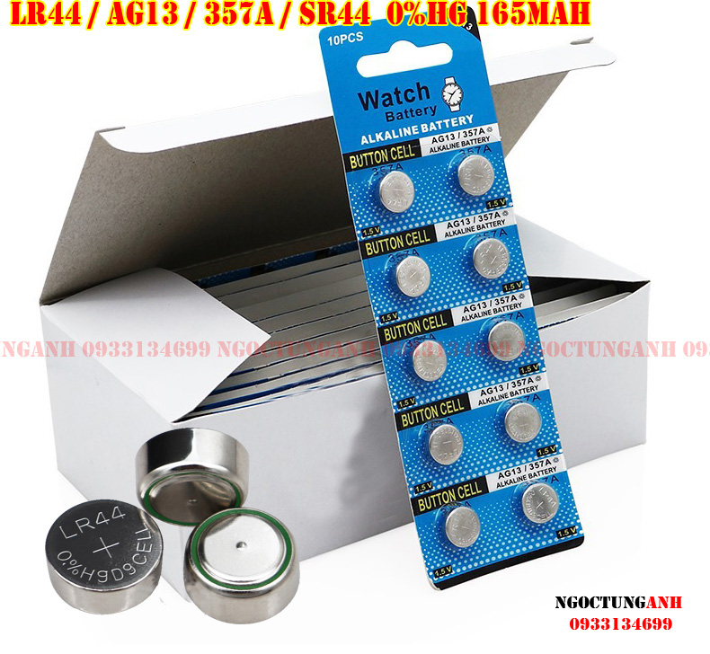 1 Vỉ 10 Viên Pin Cúc Áo 1.5V LR44 AG13 CX44 SR44 357A A76 Button Cell cho Đồ Chơi, Máy Tính Điện Tử, Nhiệt Kế, Đồng Hồ Điện Tử, Đèn Pin, Chìa Khóa Điện, Chuông Cửa, Nhiệt Kế