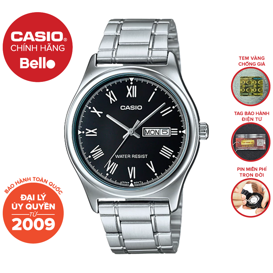 Đồng hồ Nam dây thép Casio MTP-V006 chính hãng bảo hành 1 năm Pin trọn đời