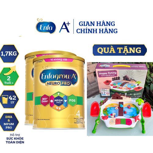 Bộ 2 hộp Sữa bột Enfagrow A+ Neuropro 4 1.7kg Mẫu mới, Date t8 2024 tặng