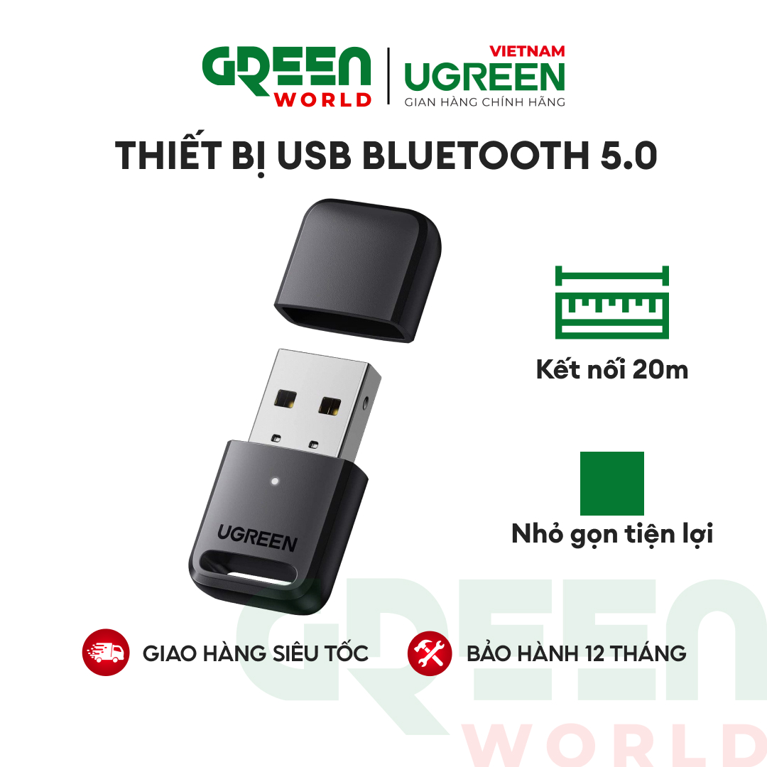 Thiết bị usb bluetooth 5.0 ugreen 80890 cho máy tính laptop, tai nghe, máy in, bàn phím, chuột