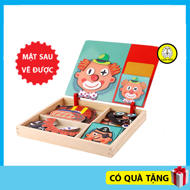 Đồ chơi xếp hình 2 mặt có nam châm chủ đề các khuôn mặt cho bé thông minh
