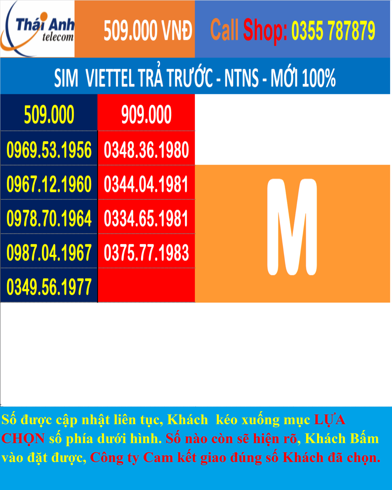 Sim đẹp Viettel Trả trước, Ngày Tháng Năm Sinh -Chọn số - Nghe gọi, Nhắn Tin, 4G , Sim mới 100%, Chưa Kích hoạt, Chưa đứng tên ai và chưa làm bất cứ dịch vụ nào, Sim gói cước Tomato và kèm theo nhiều gói 4G TRONG PHẦN MÔ TẢ